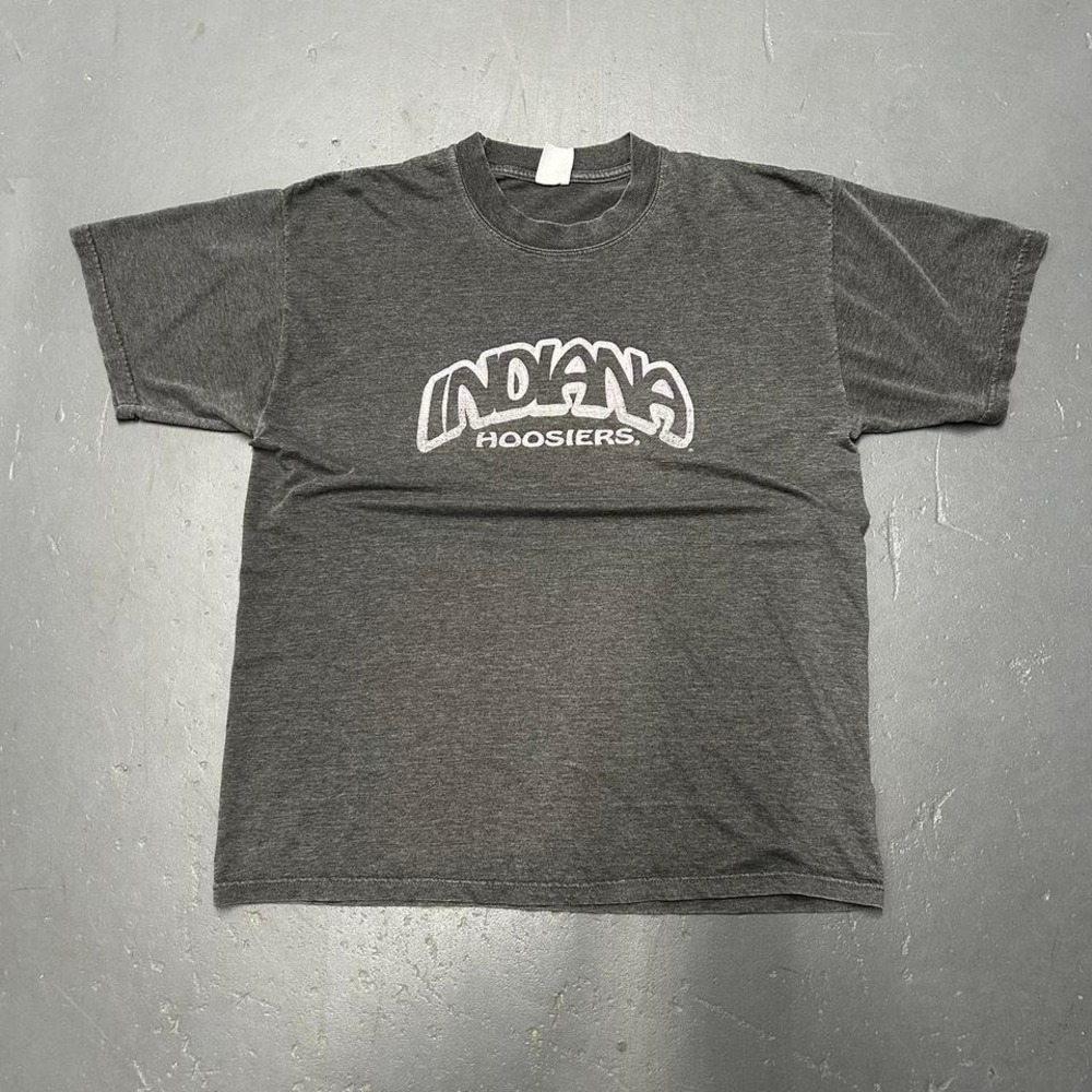 Vintage 90s Indiana university Hoosiers IU grey faded bubble graffiti Tshirt